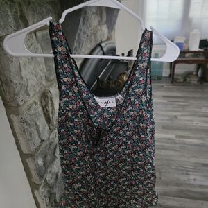 Yours Clothing Black and Green Fitted Tank Top